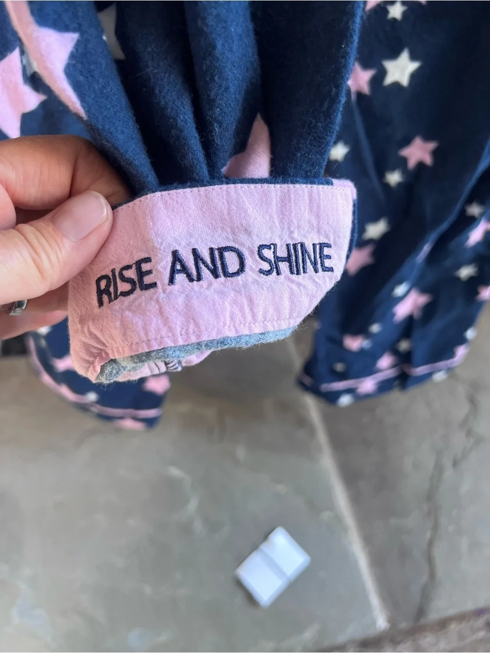 PJ Salvage Navy and Pink Star Fleece Pajama Set XS